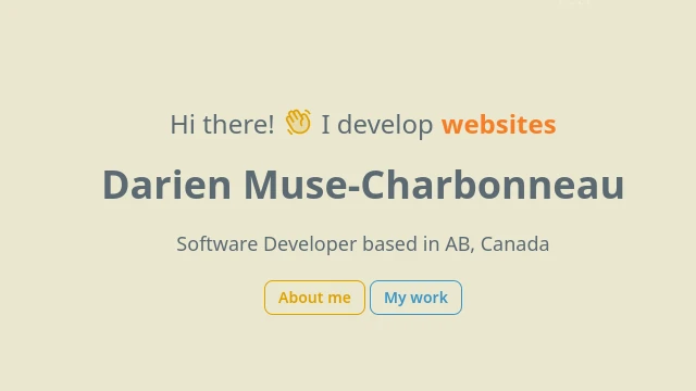 Darien Muse-Charbonneau's portfolio website homepage